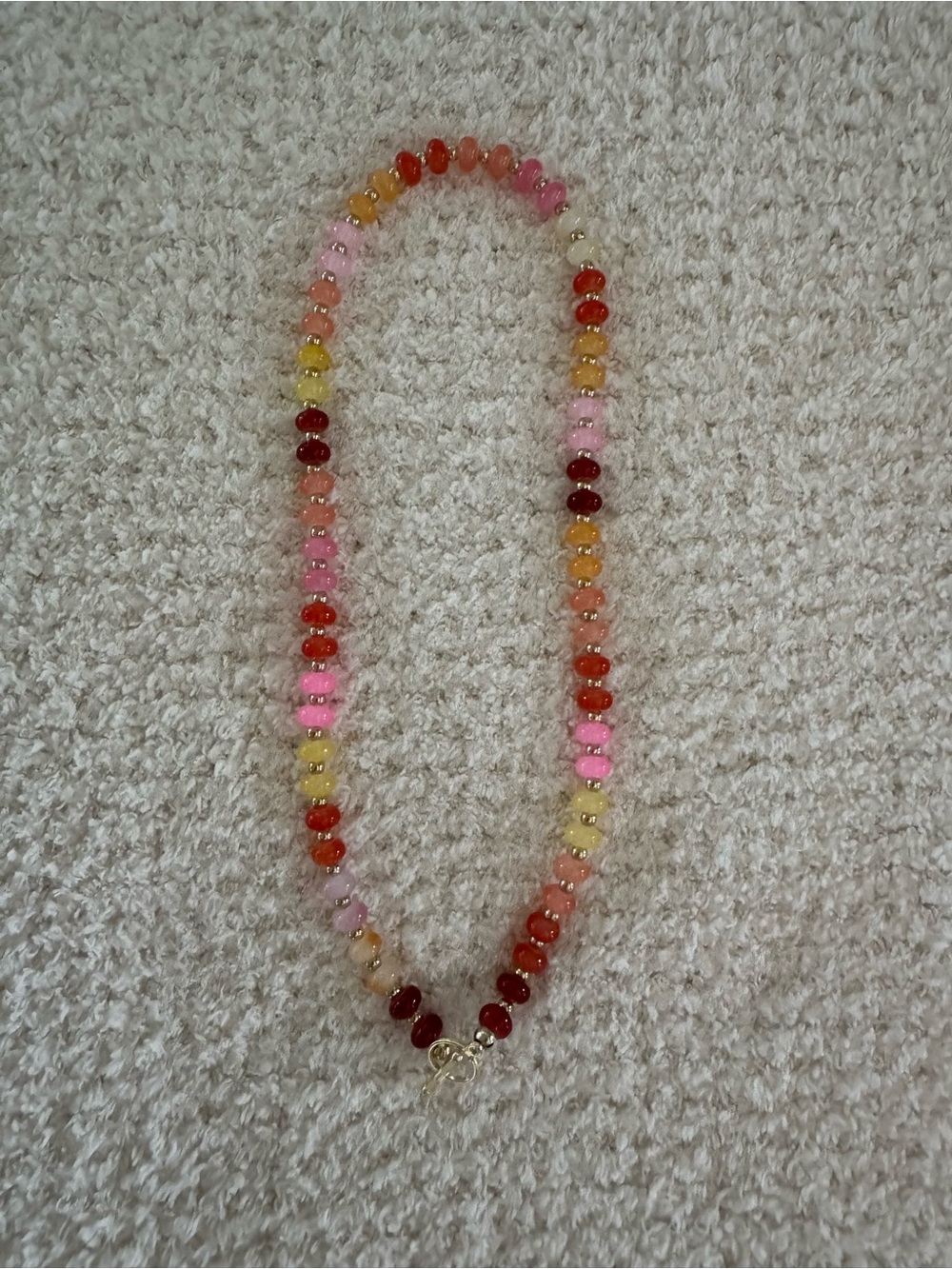 Multi-Color Beaded Necklace – Pink, Red & Yellow